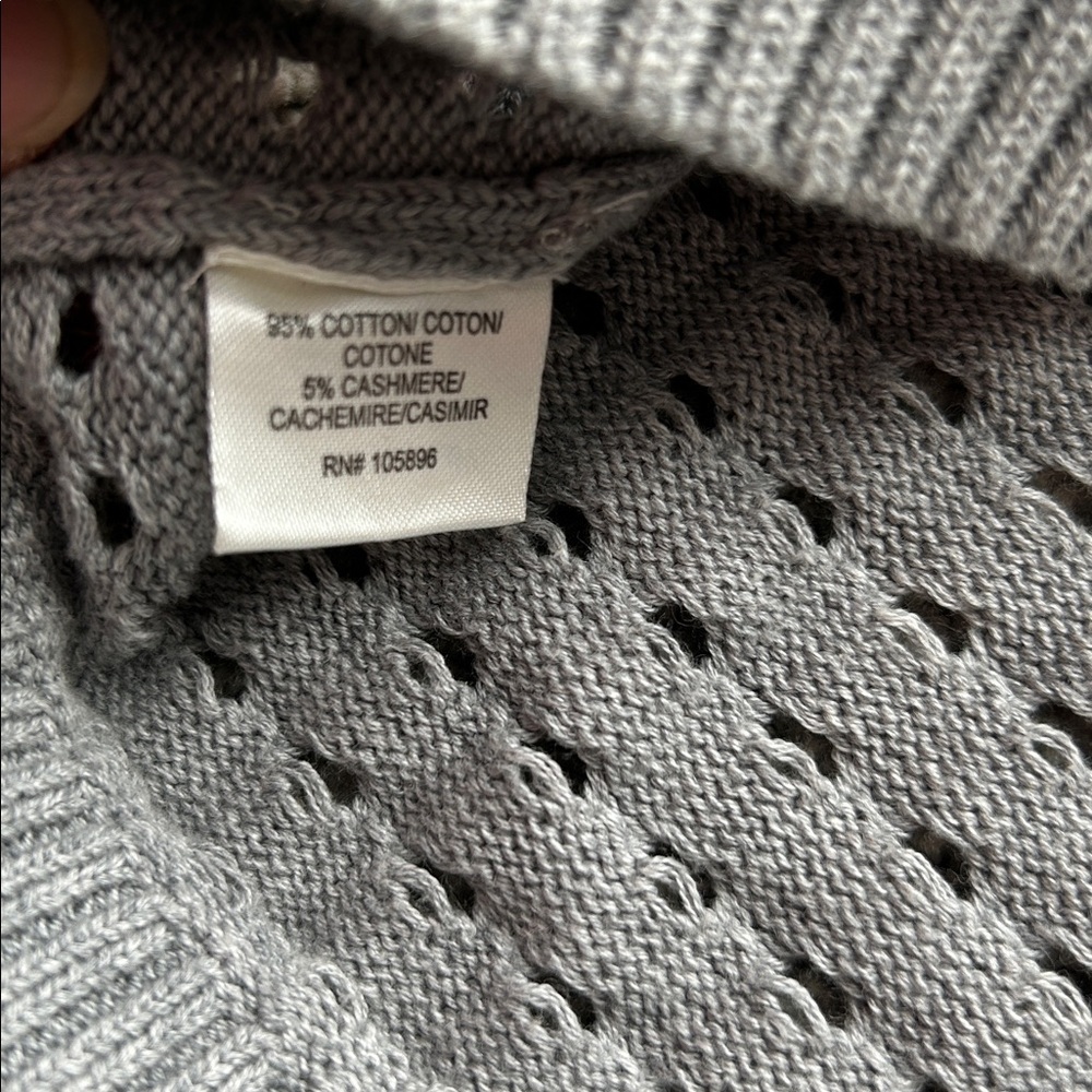 Worth New York Gray Open Knit Hoodie Sweater Cotton Cashmere Small - Picture 7 of 11